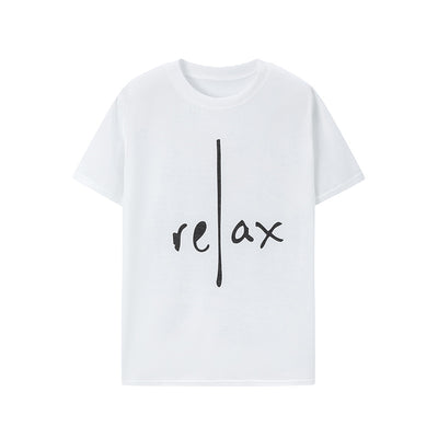 Relax Letter Print Round Neck Short Sleeve T-Shirt