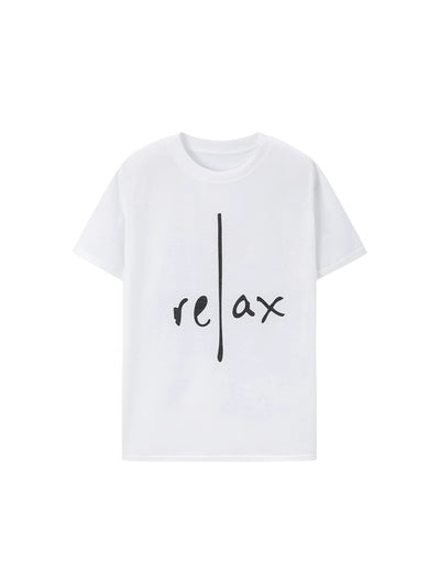 Relax Letter Print Round Neck Short Sleeve T-Shirt